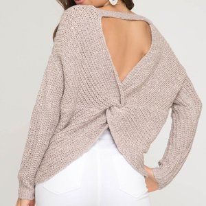 She + Sky Chunky Loose Knit Pullover Twist Back Sweater Women Size Medium